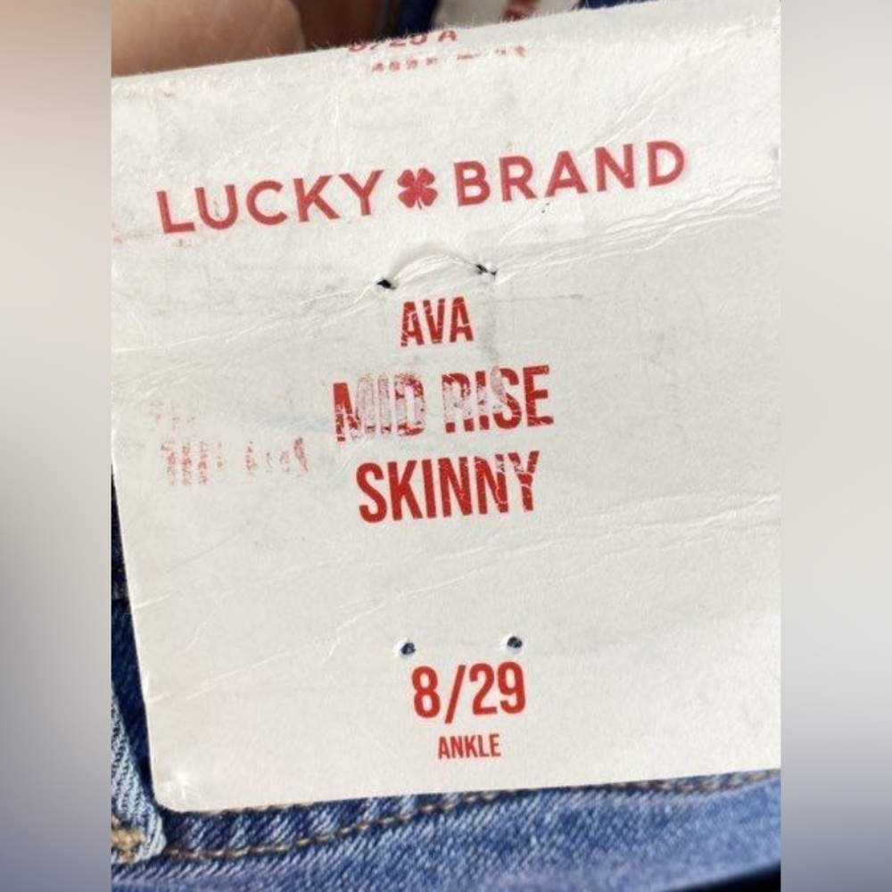 NWT. Lucky Brand, Ava Blue Mid-Rise Skinny Jeans - Sz 8 - Picture 3 of 8
